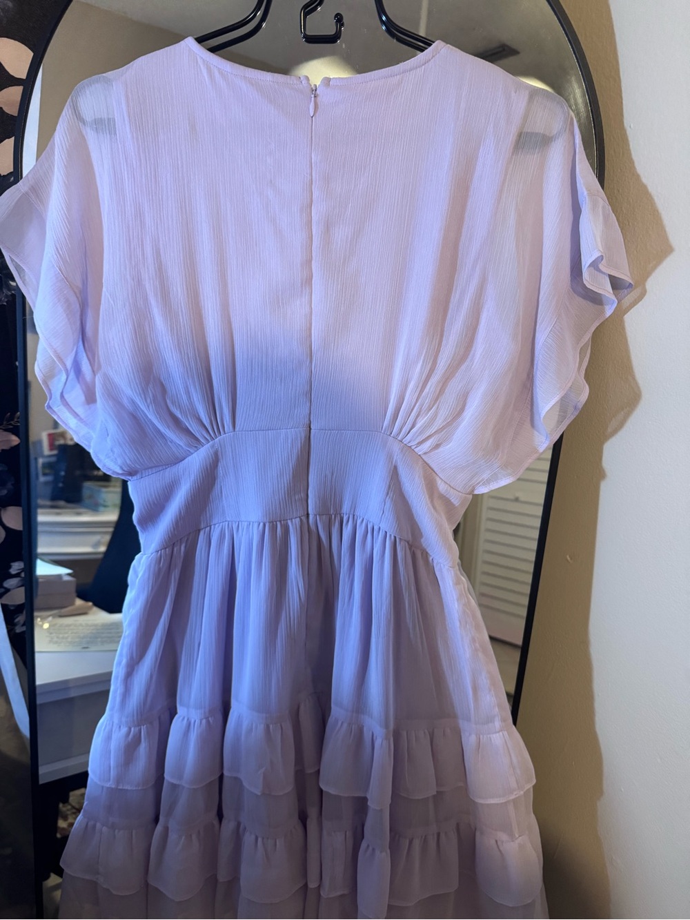 Guess Lilac V-Neck Ruffled Dress - Picture 7 of 9